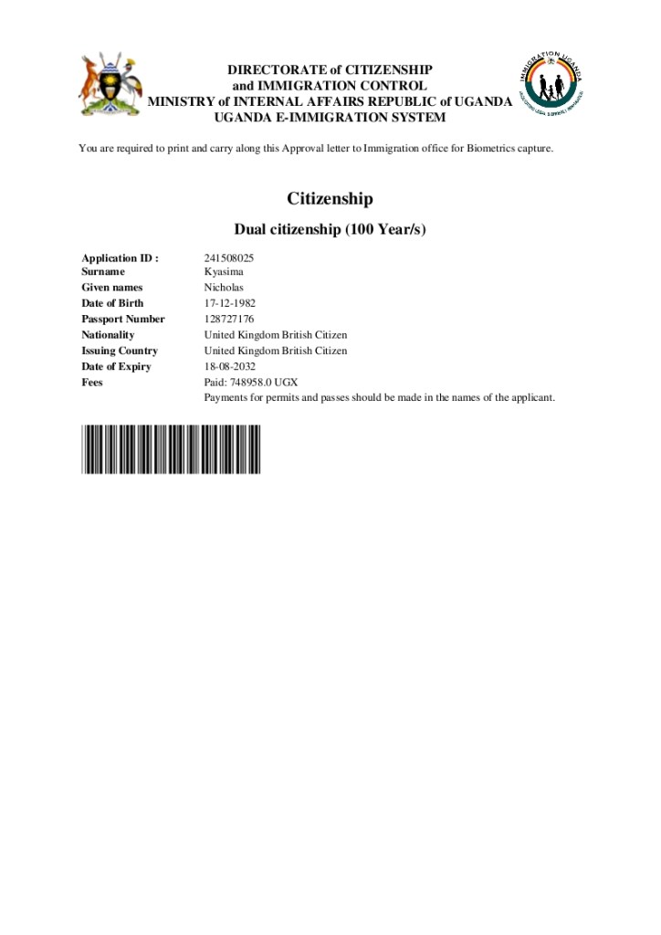 How to apply for Uganda Dual Citizenship by Nicholas Kyasima